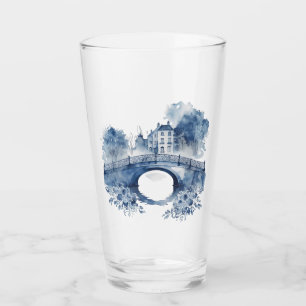 Verre Paysage de style Delft bleu et blanc