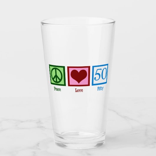 Verre Peace Love 50th Birthday Cute Party (Devant)