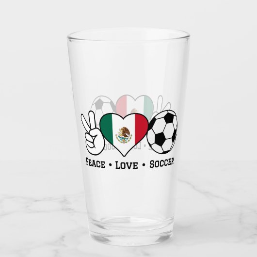 Verre Peace Love de soccer (Devant)
