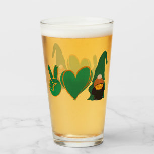 Verre Peace Love Gnome Sublimation de la Saint Patrick