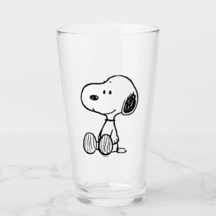 Verre PEANUTS   Snoopy on Black White Comics