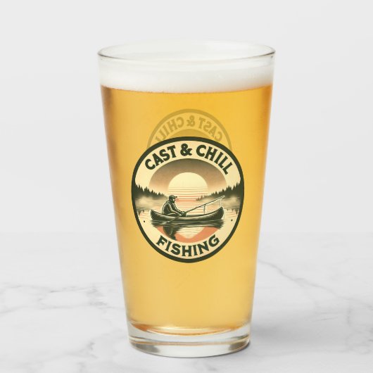 Verre Pêche au poisson et au frisson, pêcheur (Dos (rempli))