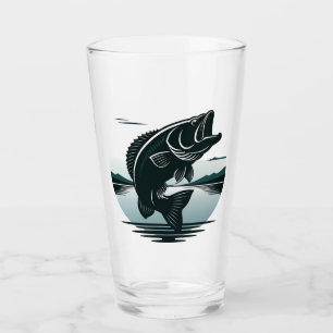 Verre Pêche de l'achigan à grande bouche minimaliste en
