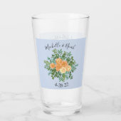 Verre Pêcher bleu clair Mariage Roses Floral (Dos)