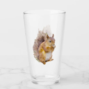 Verre Peinture à l'aquarelle d'écureuil rouge