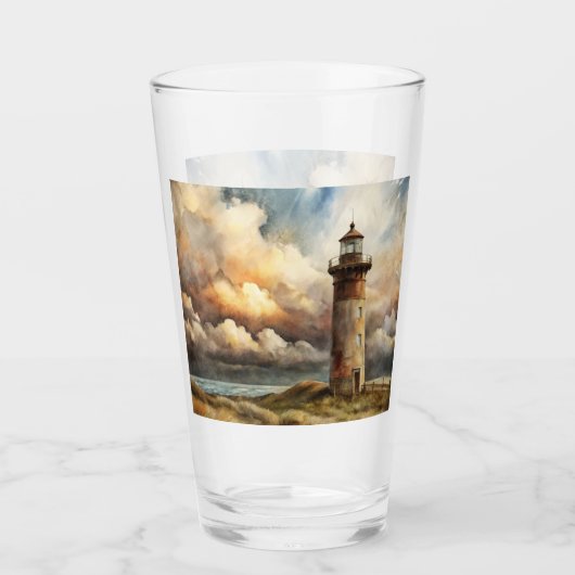 Verre Peinture d'aquarelle côtière du phare (Devant)