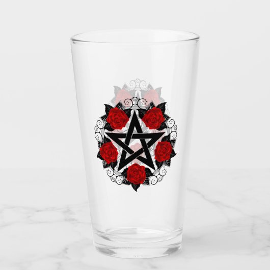 Verre Pentagramme aux roses rouges (Devant)