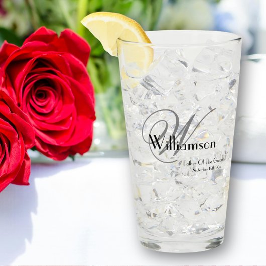 Verre Père De Groom Cadeau Moderne Monogramme Nom Bière