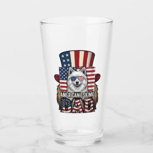 Verre Père Esquimau Américain Patriotique Vintage Chien
