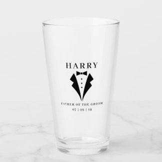 Verre PÈRE mariage DU GROOM Tuxedo Pint
