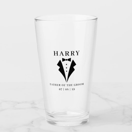 Verre PÈRE mariage DU GROOM Tuxedo Pint (Devant)