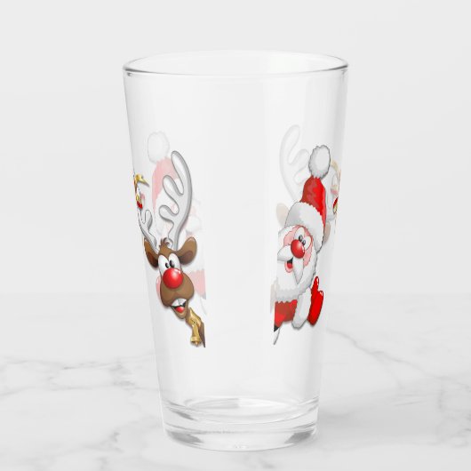Verre Père Noël et Reindeer Joyeux Noël Joyeux dessin an (Droite)