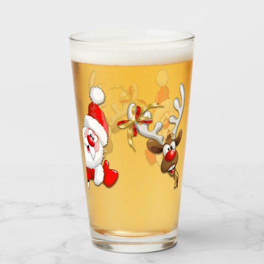 Verre Père Noël et Reindeer Joyeux Noël Joyeux dessin an (Devant (rempli))