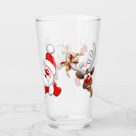 Verre Père Noël et Reindeer Joyeux Noël Joyeux dessin an (Devant)