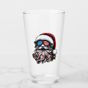 Verre Père Noël patriotique/américain de Noël