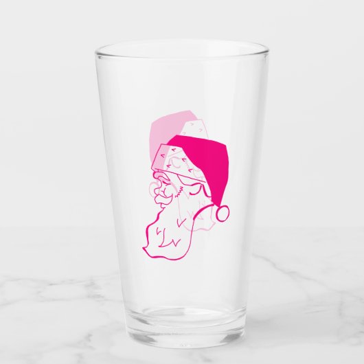 Verre Père Noël rose rétro (Devant)