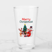 Verre Père Noël Snowman Et Reindeer Festin Joyeux Noël (Devant)