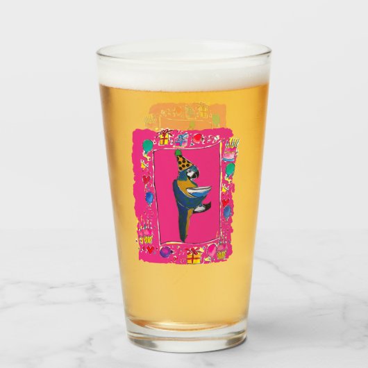 VERRE PERROQUETS D'ANNIVERSAIRE (Devant (rempli))