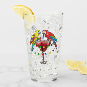 Verre Perroquets Macaw colorés Boire du vin rouge