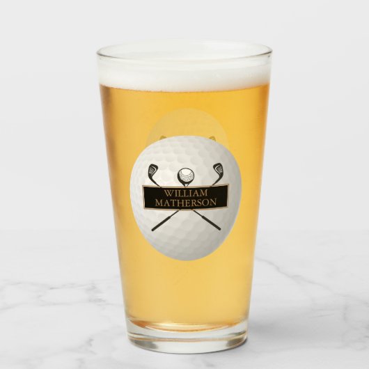 Verre Personalized Gold and Black Golf Ball Classic (Devant (rempli))