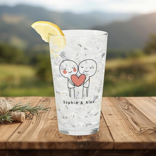 Verre Personalized Valentine’s Couple Matching Glass Cup