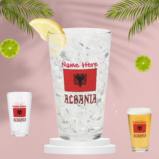 Verre Personnalisation rouge du drapeau albanais