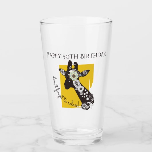 Verre Personnalisé Funky Cool Giraffe Funny Anniversaire (Devant)