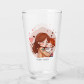 Verre Personnalisé mignon Red Haired Mère et fille (Dos)