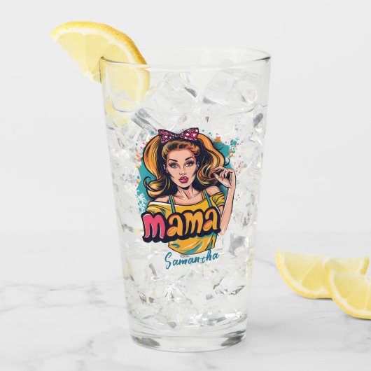 Verre Personnalisé Retro Mama Pop Art (10) (Devant glace)