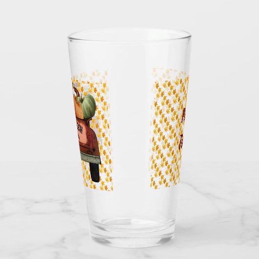 Verre Personnaliser d'automne Citrouille Feuilles d'or (Gauche)