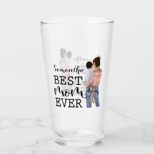 Verre Personnaliser l'aquarelle mère et fils   jaune