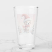 Verre Petit chiot de Noël en chapeau santa (Dos)