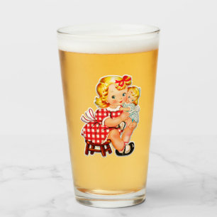 Verre Petite fille rétro vintage poupée enfant