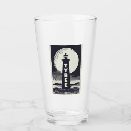 Verre Phare de l'île de Tybee Géorgie Lune (Devant)