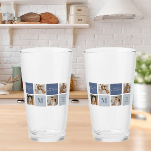 Verre Photo Collage moderne & Bleu Happy Fête des pères 