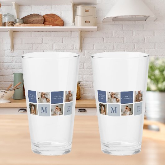 Verre Photo Collage moderne & Bleu Happy Fête des pères