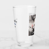 Verre Photo de mignon chien blanc fatigué avec meilleur  (Droite)