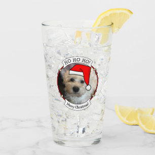 Verre Photo de Noël personnalisée Santa Hat Pet Deux pho