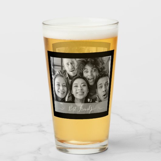 Verre Photo des meilleurs amis noir et blanc (Devant (rempli))