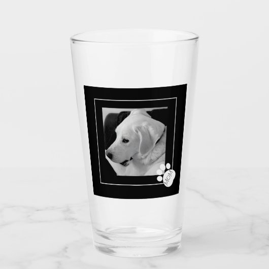 Verre Photo en noir et blanc du chien mignon Meilleure m (Devant)