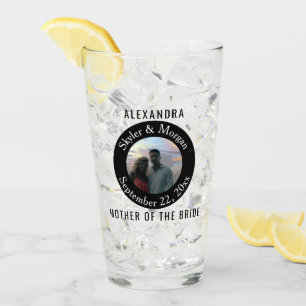 Verre Photo noire et blanche ronde simple de mariage