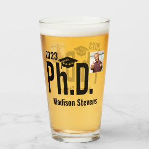 Verre Photo personnalisée, nom et année Ph.D.