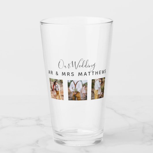 Verre Photo Rustic Collage Monogram NEWLYWEDS WEDDING (Devant)