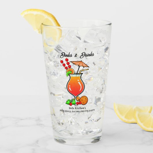Verre Pickleball Bachelorette Mariage Dinks & Boissons (Devant glace)