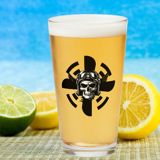 Verre Pilote de crâne et hélice, Aviation Cool