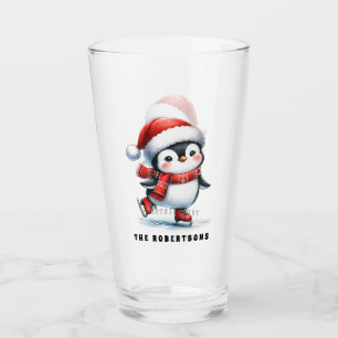 Verre Pingouin amusant Noël familial personnalisé