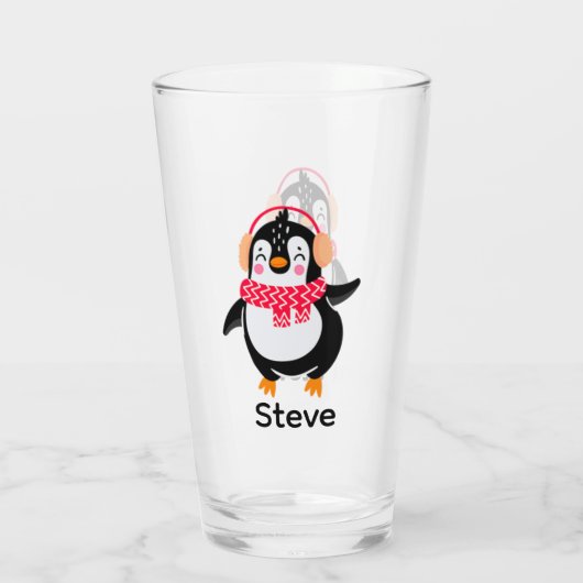 Verre Pingouin de Noël Jolly en écharpe avec des bouffée (Dos)