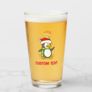 Verre Pingouin de Noël marchant sur la neige