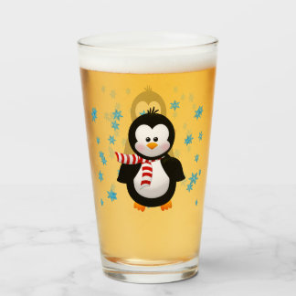 Verre Pingouin et flocons de neige mignons