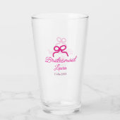 Verre PINK BOW minimalajouter nom bridesmaid année cadea (Dos)